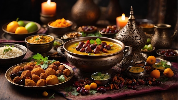 le ramadan islamique les objets traditionnels iftari photo