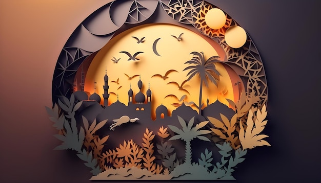 Ramadan Kareem 3d Papercut Mosquée