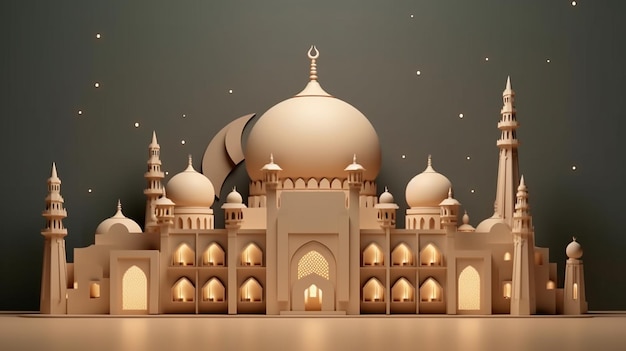 Ramadan kareem carte de voeux islamique fond illustration vectorielle AI générative