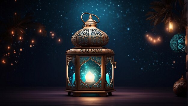 Ramadan kareem design d'arrière-plan élégant avec décoration islamique et lanterne