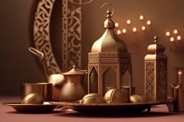 ramadan kareem et fond de conception de salutations islamiques avec un bel effet bokeh