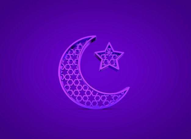 Ramadan Kareem lune et étoile rendu 3D