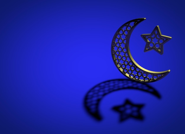 Ramadan Kareem lune et étoile rendu 3D