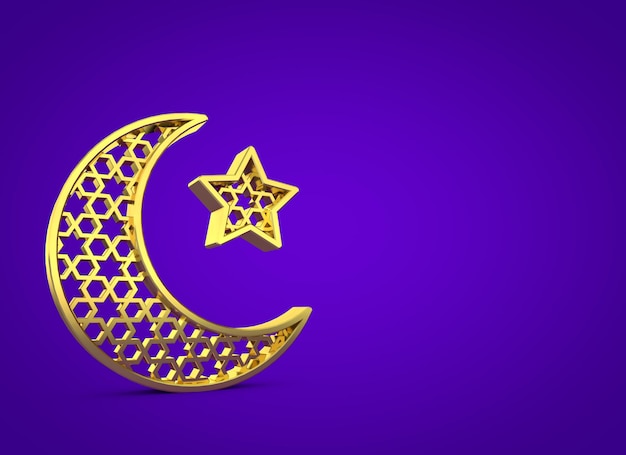 Ramadan Kareem lune et étoile rendu 3D