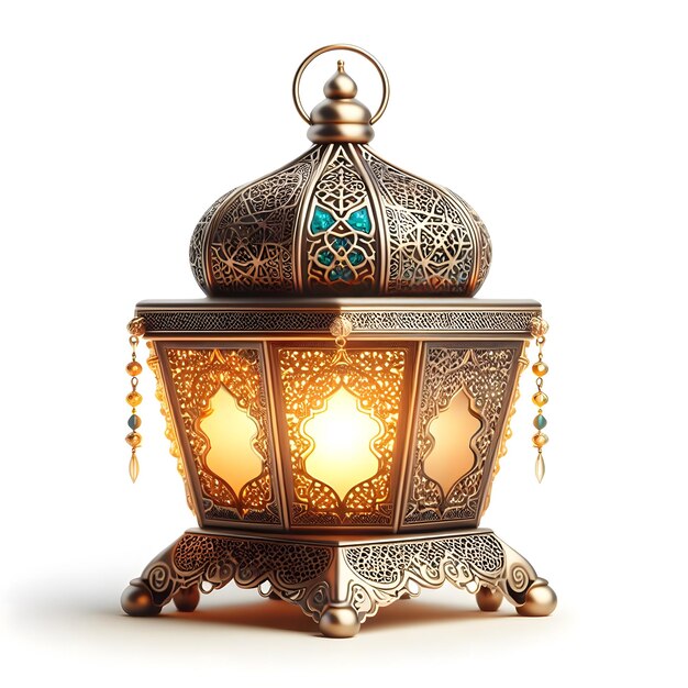 Ramadan une lanterne isolée lampe de décoration arabe fond blanc