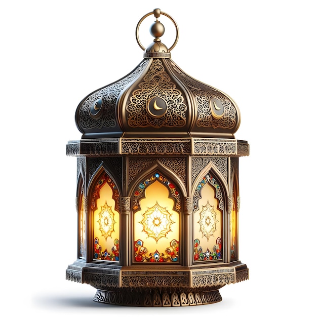 Ramadan une lanterne isolée lampe de décoration arabe fond blanc