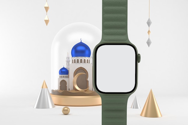 Ramadan Smart Watch V.1 face avant sur fond blanc