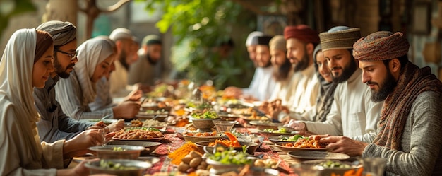 Photo ramadhan eid réunions familiales repas de fête arrière-plan