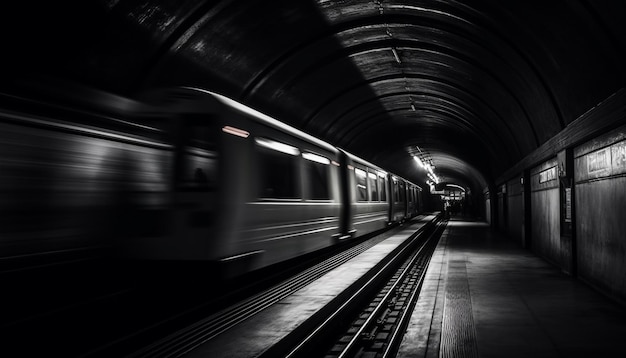 rame de métro dans le tunnel rame de métro en mouvement gare