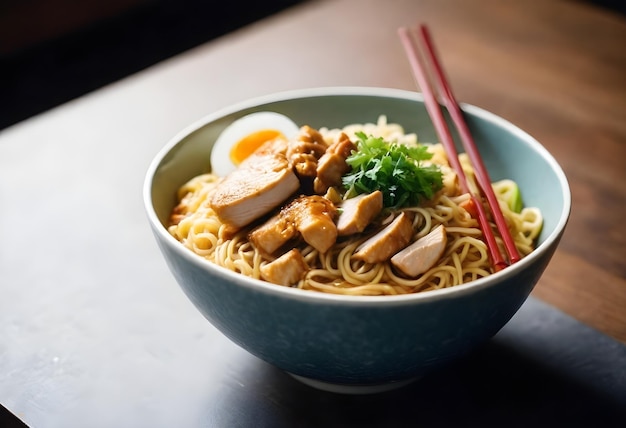 Le ramen au poulet savoureux est un délice des nouilles