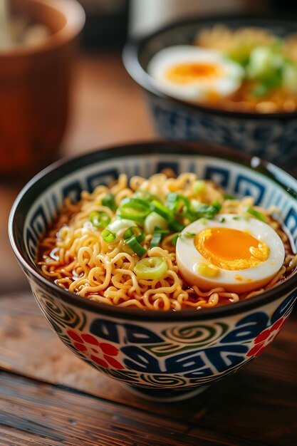 Photo ramen élégance japonaise folkdesign en gros plan