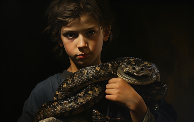 Photo la randonnée des adolescents avec les serpents