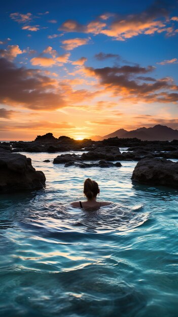 Photo une randonnée dans l'aventureuse islande avec une cascade gelée