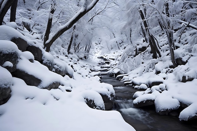 Randonnée hivernale en forêt Tranquillité de la nature