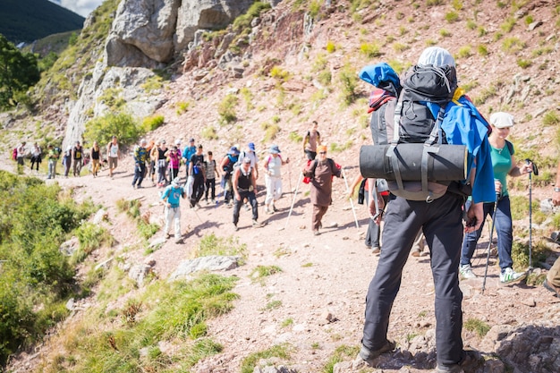 Randonnée Trekking Dans Les Montagnes Menant Groupe