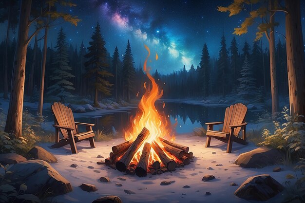 randonneurs assis près du feu de campement randonnée concept de camping les gens passent du temps la nuit camp d'été dans la forêt en compagnie d'amis