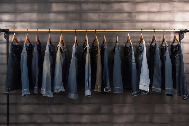 Une rangée de blue-jeans suspendu à un rack
