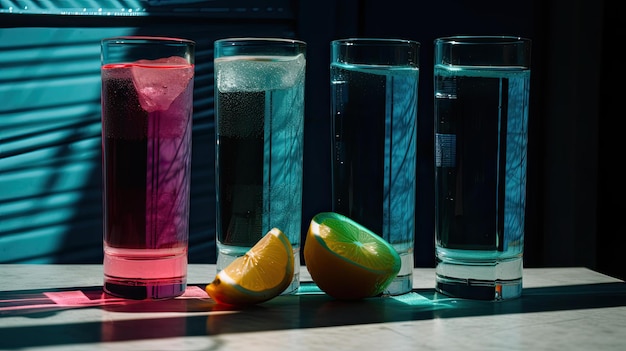 Une rangée de boissons colorées aux saveurs différentes