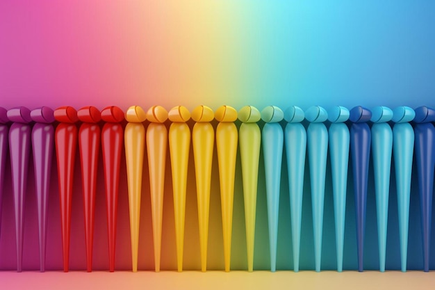 une rangée de brosses à dents colorées avec différentes couleurs dessus.