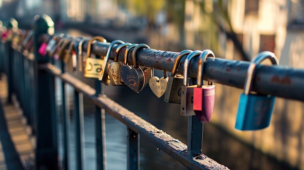 Photo une rangée de cadenas attachées à une clôture