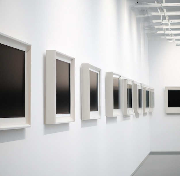 Photo rangée de cadres vides sur un mur d'une galerie d'art