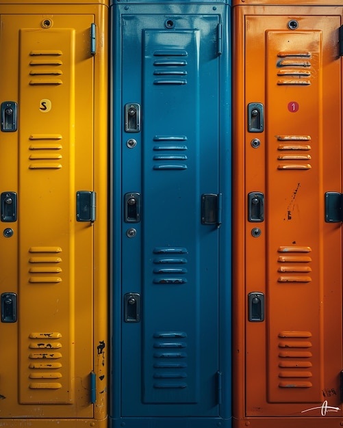 Photo une rangée de casiers scolaires divers papiers peints