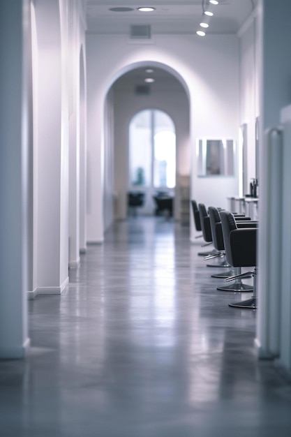 une rangée de chaises assises dans un couloir