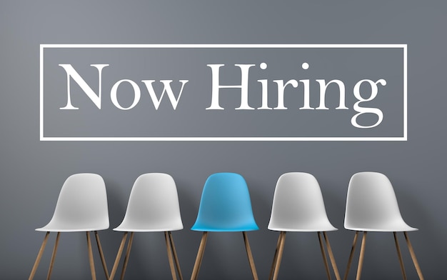 Rangée de chaises avec un impair sur Opportunité d'emploi Concept de recrutement de leadership d'entreprise rendu 3D
