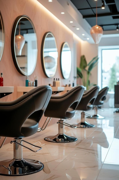 Photo une rangée de chaises noires dans un salon