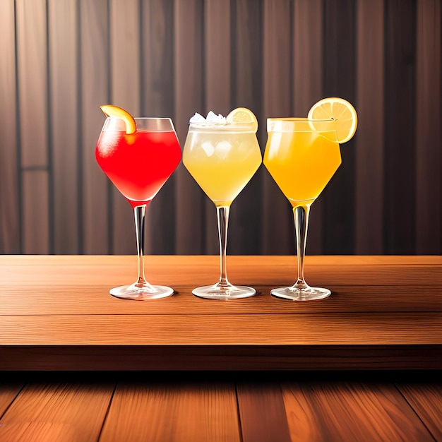 Une rangée de cocktails dont un qui dit boire dessus l'heure d'été