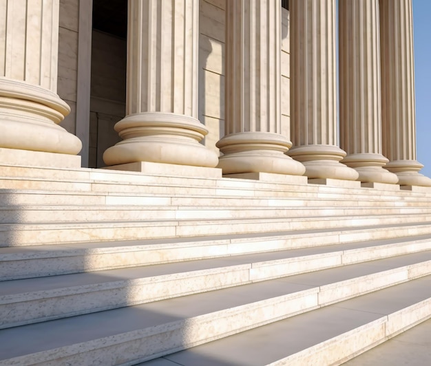 La rangée de colonnes classiques avec marches