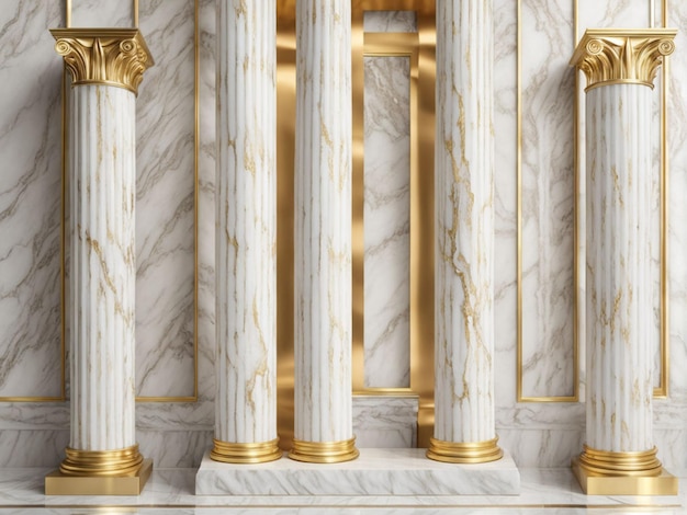Photo une rangée de colonnes avec des garnitures en or et en or