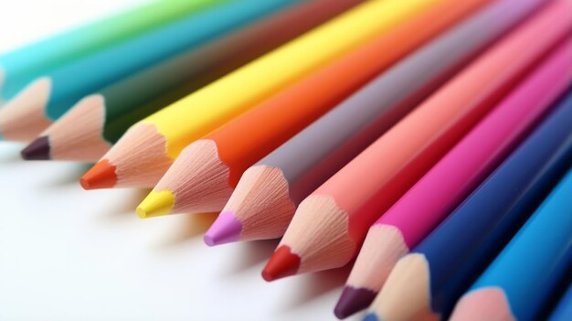 Une rangée colorée de crayons alignés