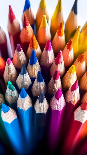 Une rangée de crayons colorés organisés et prêts à l'expression créative