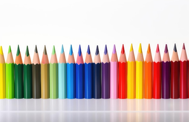 une rangée de crayons de couleur assis l'un à côté de l'autre papier peint d'arrière-plan