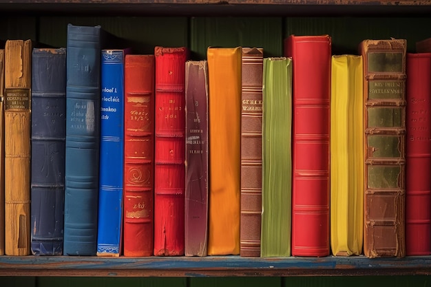 Photo une rangée de livres colorés sur une étagère