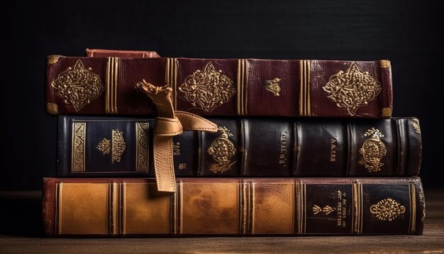 Photo une rangée de livres avec le titre le titre en haut