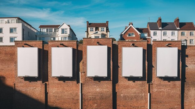 Photo une rangée de maisons avec une feuille blanche de papier sur le dessus