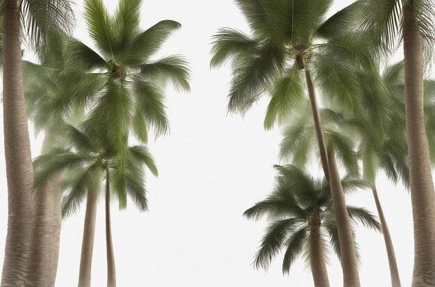 Une rangée de palmiers isolés sur un fond blanc