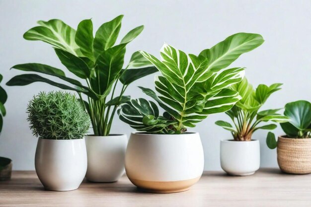 Photo une rangée de petits pots blancs avec des plantes en eux