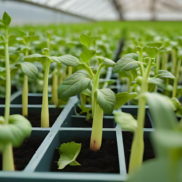 une rangée de plantes avec une feuille verte qui dit " graines "