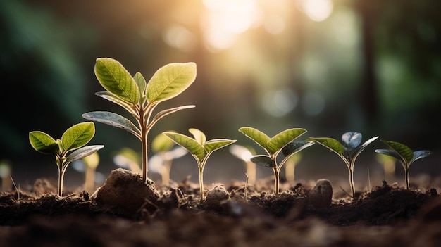 Une rangée de plantes avec le mot graine dessus