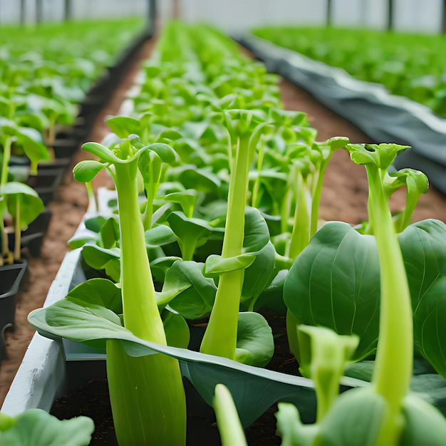 une rangée de plantes avec un signe qui dit organique sur le fond