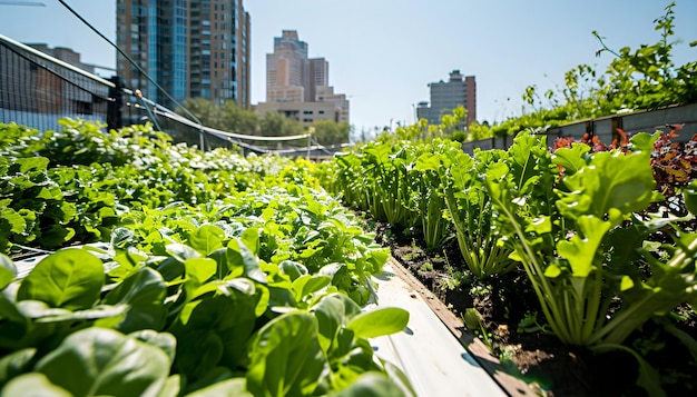 une rangée de plantes vertes dans un jardin de la ville