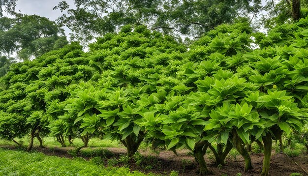 une rangée de plantes vertes avec le nom de la plante