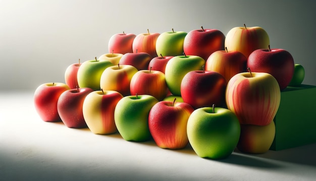 Une rangée de pommes diverses