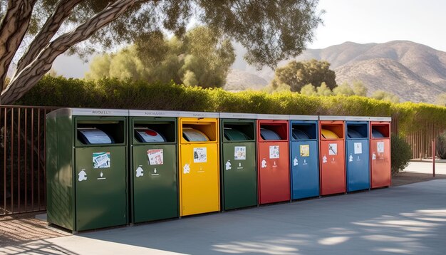 Photo une rangée de pots portables colorés avec celui qui dit pas de litière