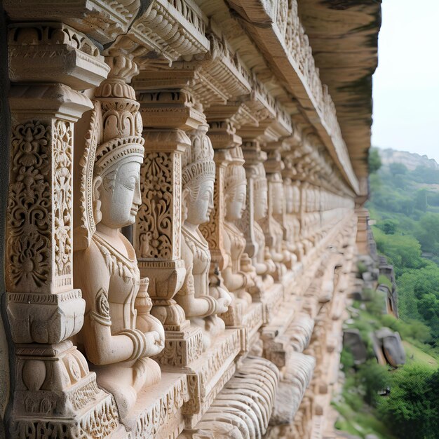 Une rangée de statues.