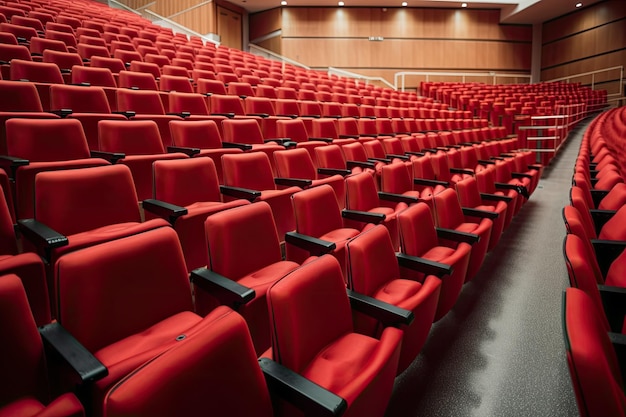 Rangées de chaises rouges dans l'auditorium