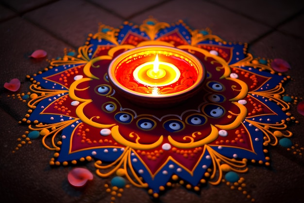 rangoli conçoit un décor de diwali